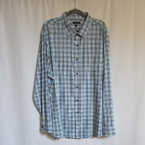 Club Room Blue & White Check Mens Shirt.  Size 3XL - Picture 1 of 10